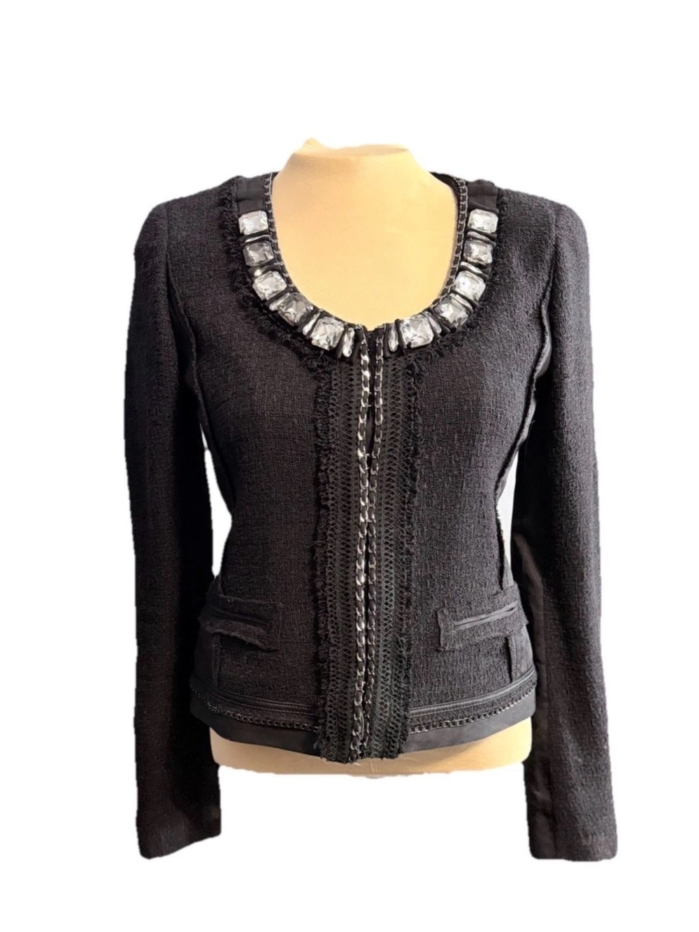 Tahari Black Women's Blazer Mix Blend Size S 39%Cotton  26%Wool  24%Viscose